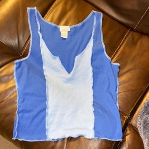 Blue V neck crop top